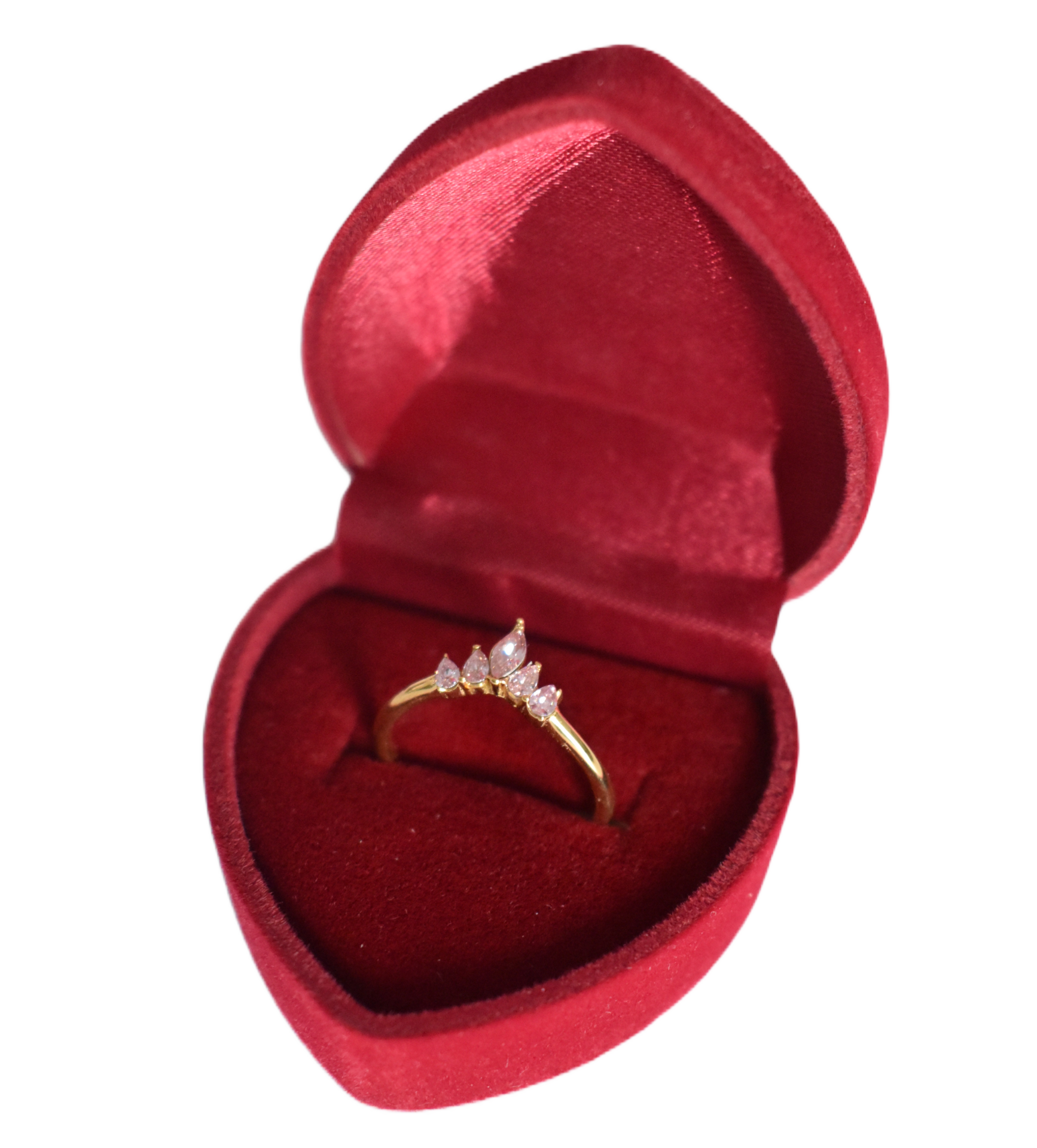 Ringdoosje Hartvorm Velvet Rood