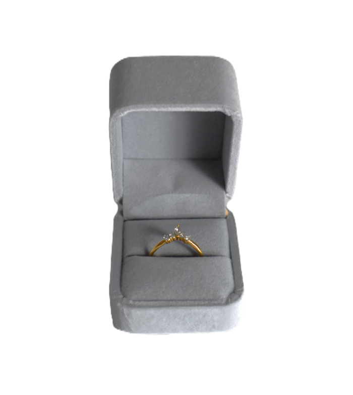 Ringdoosje Vierkant Velvet Grijs