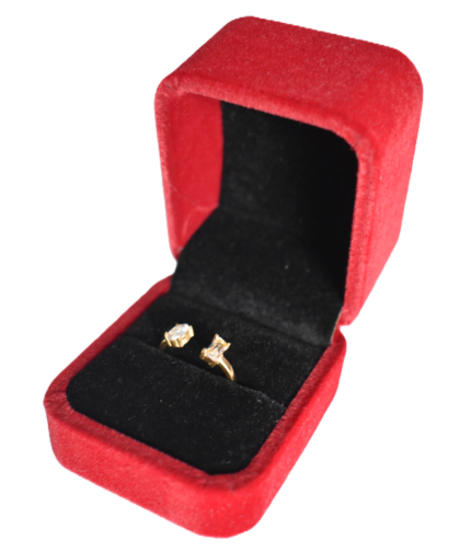 Ringdoosje Vierkant Velvet Rood