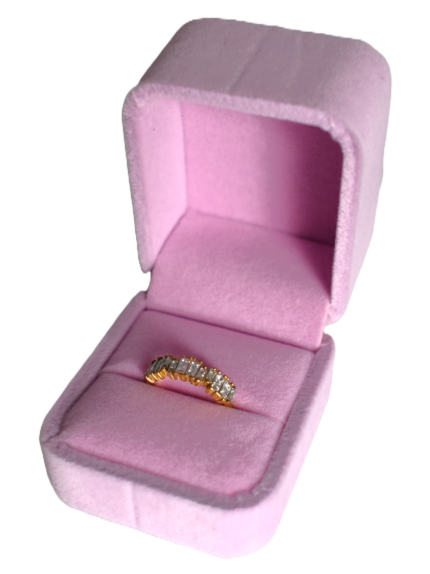 Ringdoosje Vierkant Velvet Roze