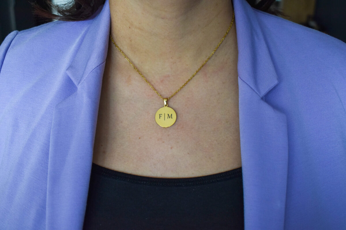 Charlery Graveerbare Ketting Munt 2 Initialen goud