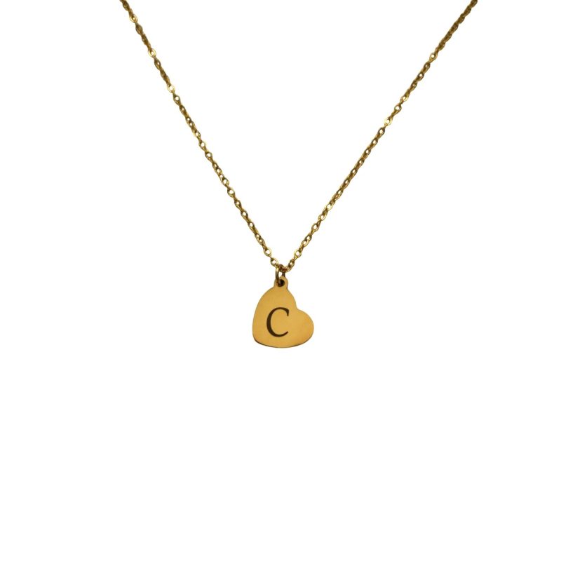 Graveerbare Ketting Klein Hartje 1 Initiaal goud