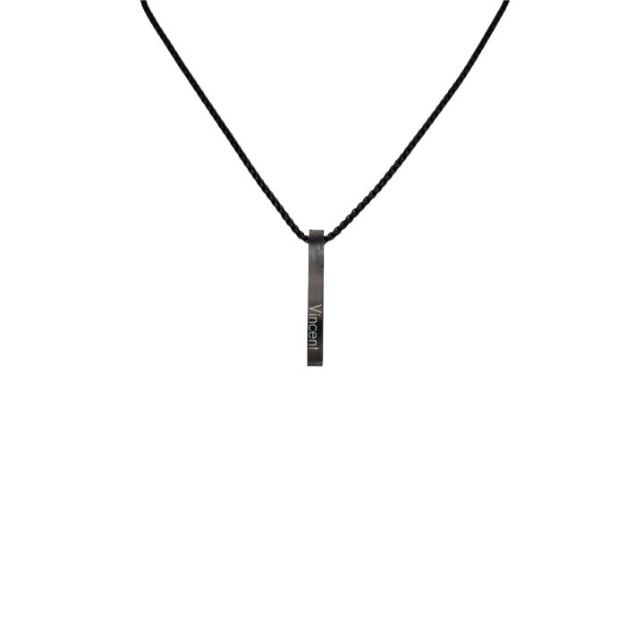 Charlery Graveerbare Heren Ketting 3D Staafje met Namen Vierkant zwart