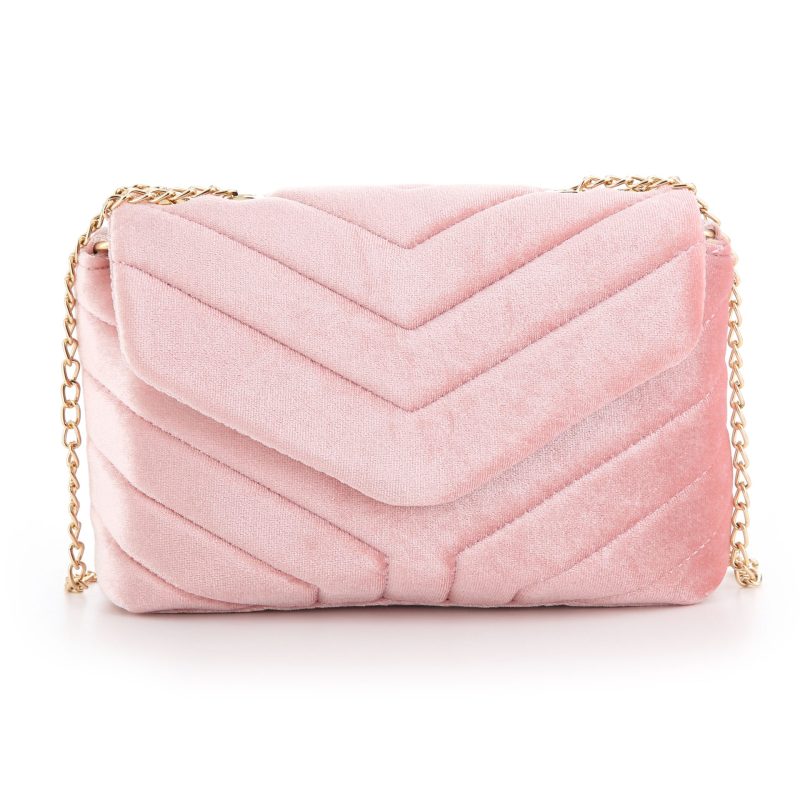 Schoudertas Velvet licht roze