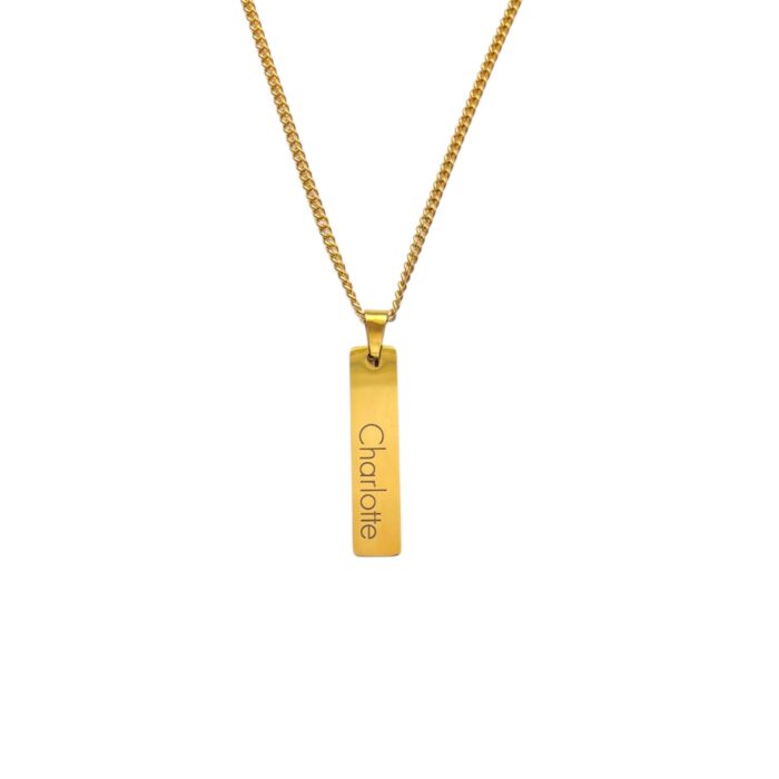 Heren Ketting Bar met Naam goud
