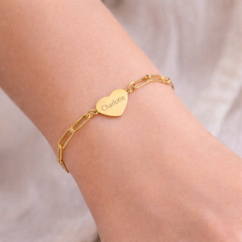 Hart Schakelarmband met 1 Naam