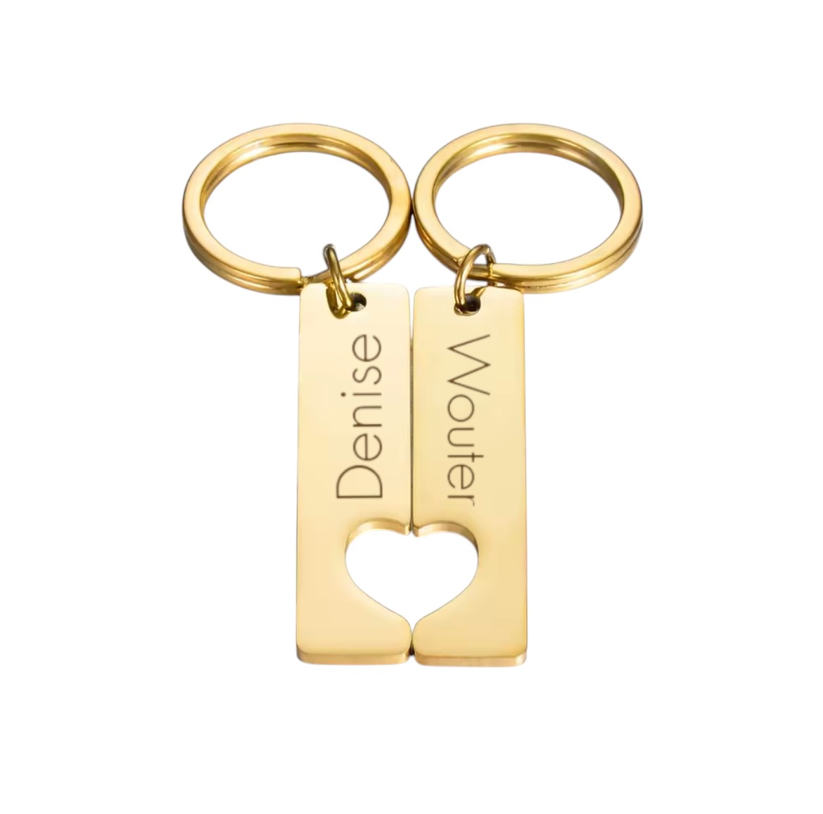 BAMAY Valentines Rvs Paar Hart Giraf Sleutelhangers Herten Sleutelhanger Charms Geschenken voor Vrouwen Meisjes, Goud, 41mm x38mm